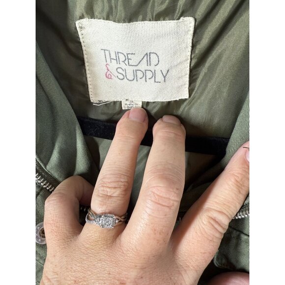 Thread & Supply Women Hooded Jacket Small Aztec Southwest Utility Olive Green - Picture 11 of 13